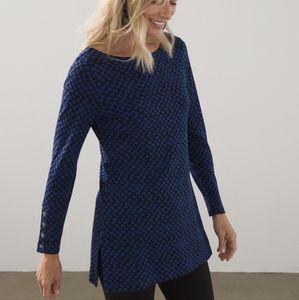 Chico's 100% Pima Cotton Button Sleeve Checker Tunic, size 3